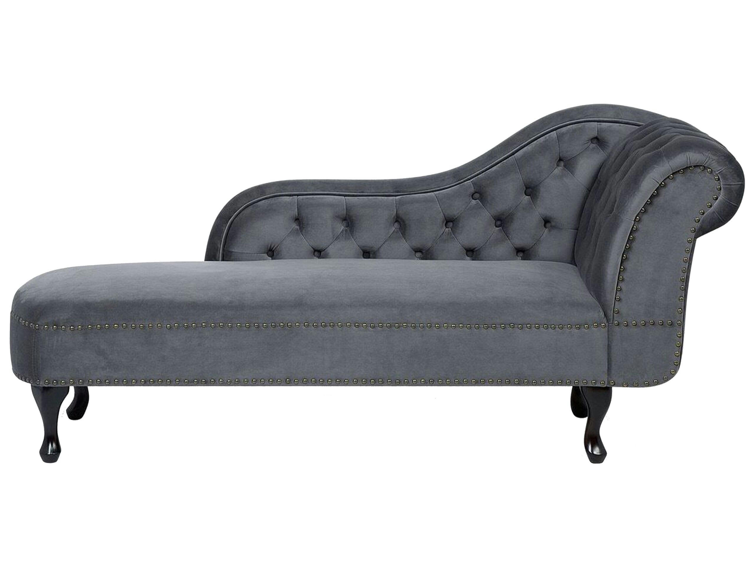 NIMES - Méridienne Chesterfield côté droit en velours gris