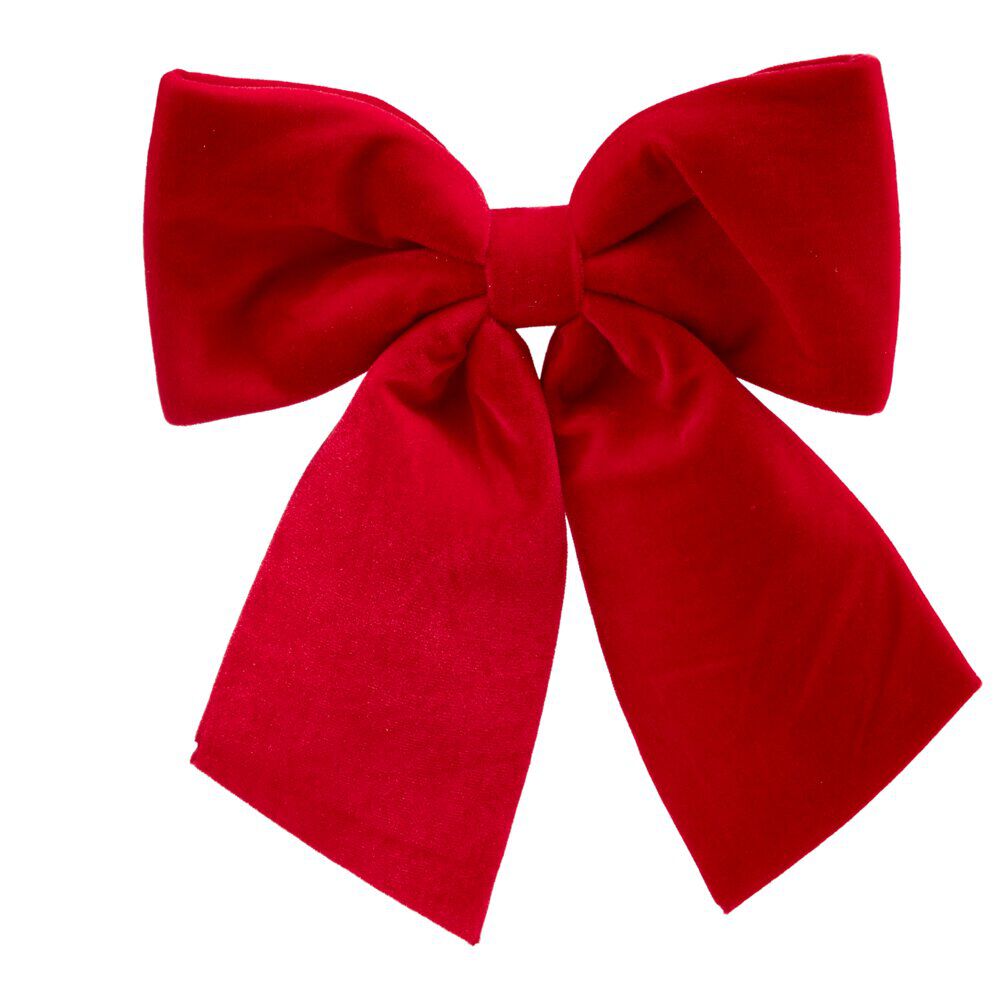 Noeud de No&euml;l XL velours rouge à suspendre H40 cm