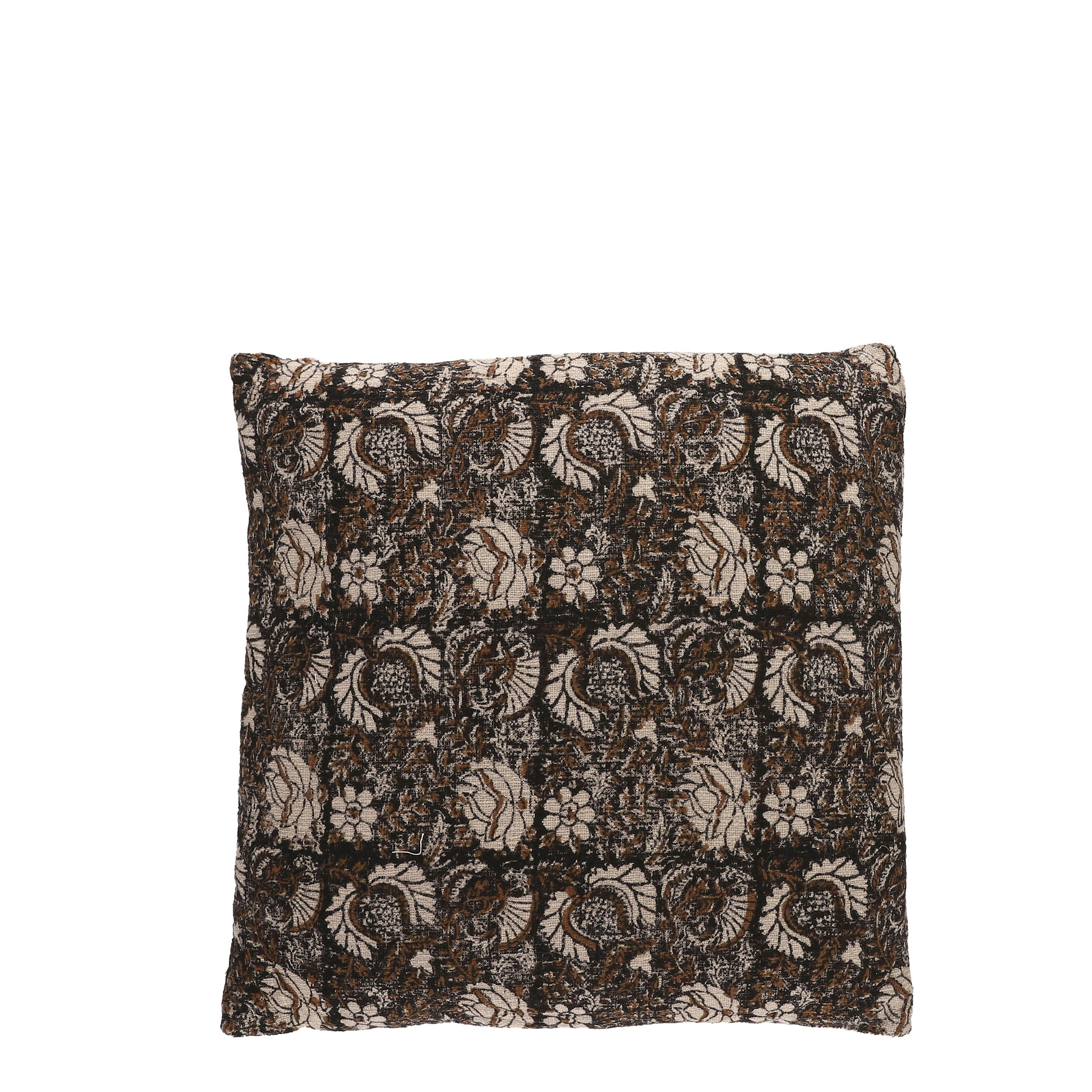 ARKANSAS - Coussin en coton marron foncé 50x50