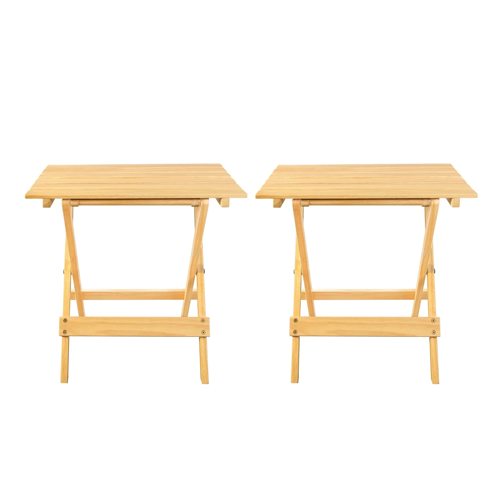 Solid Wood Portable Folding Side Table Set of 2 - 18W x 13.75D x 18H