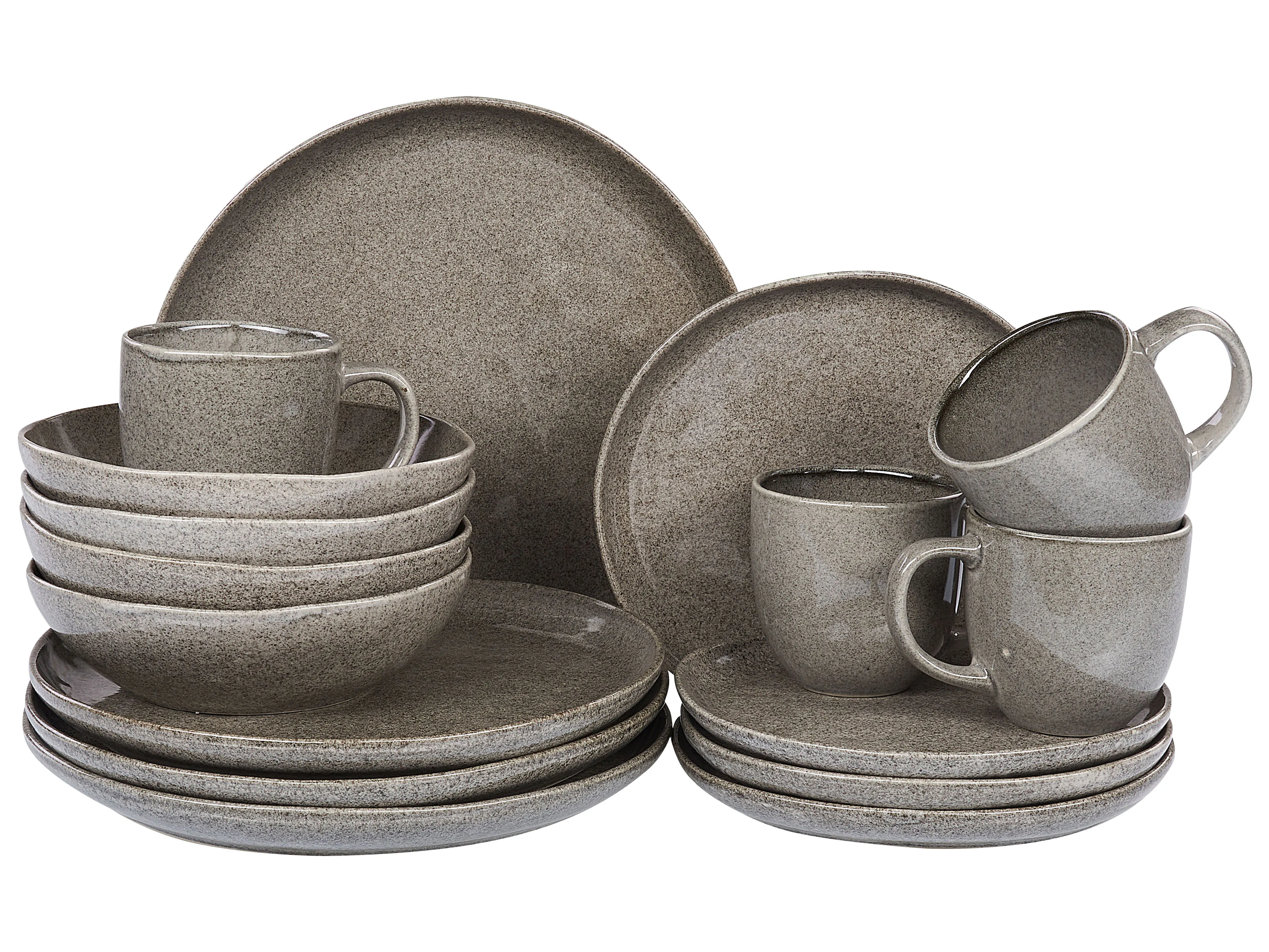 Set of 16 Dinnerware COSTMARY Stoneware Grey