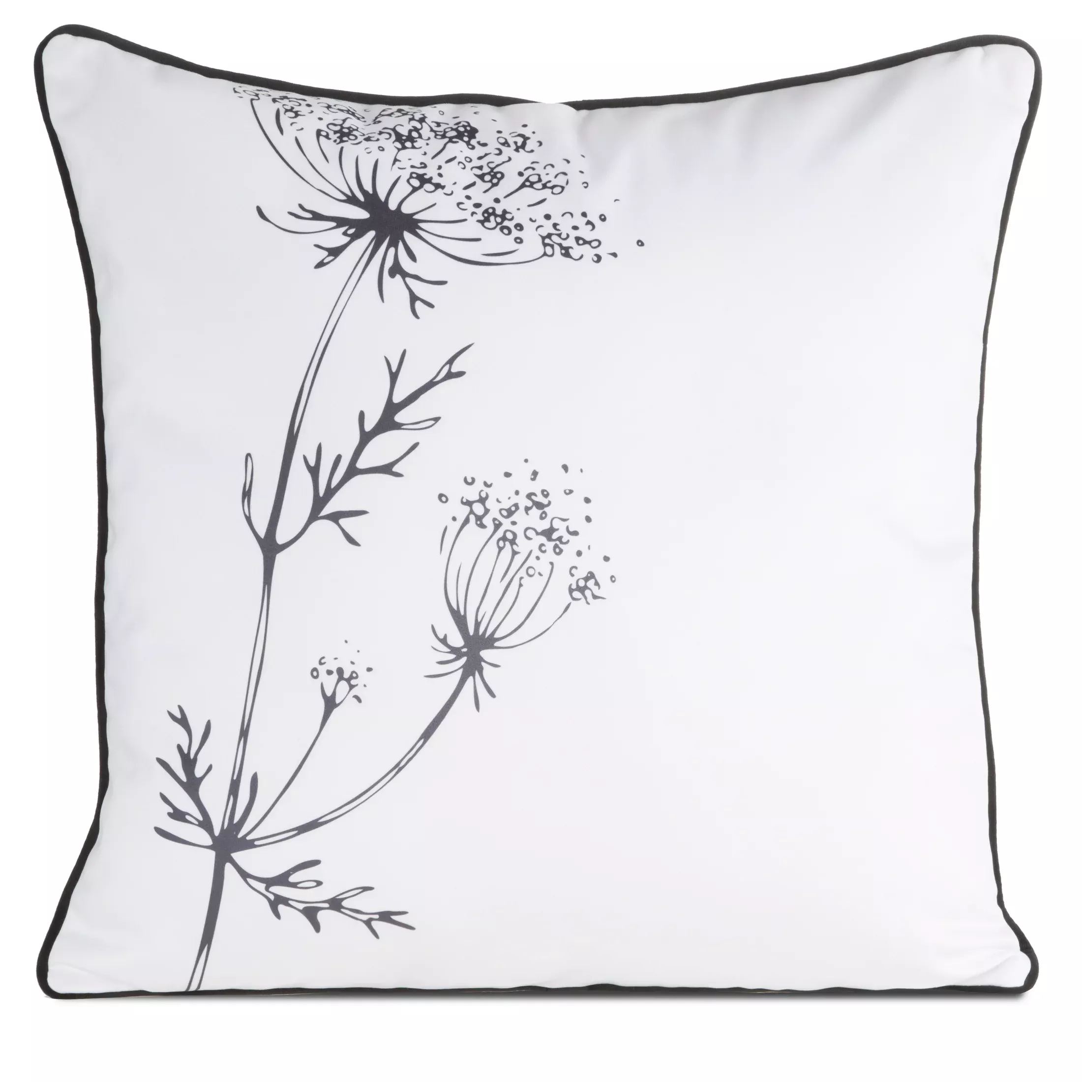 Poszewka na poduszkę dwustronna 60x60 cm welwetowa, biało beżowa z motywem roślinnym z wypustką na brzegach AGNES Eurofirany Premium