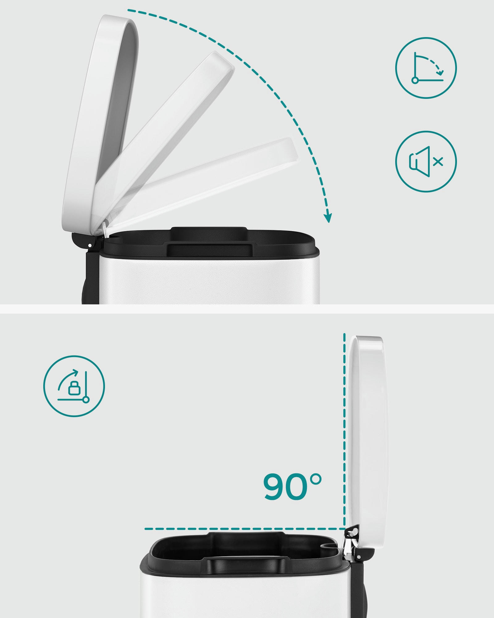 - Poubelle à pédale 30L acier blanc