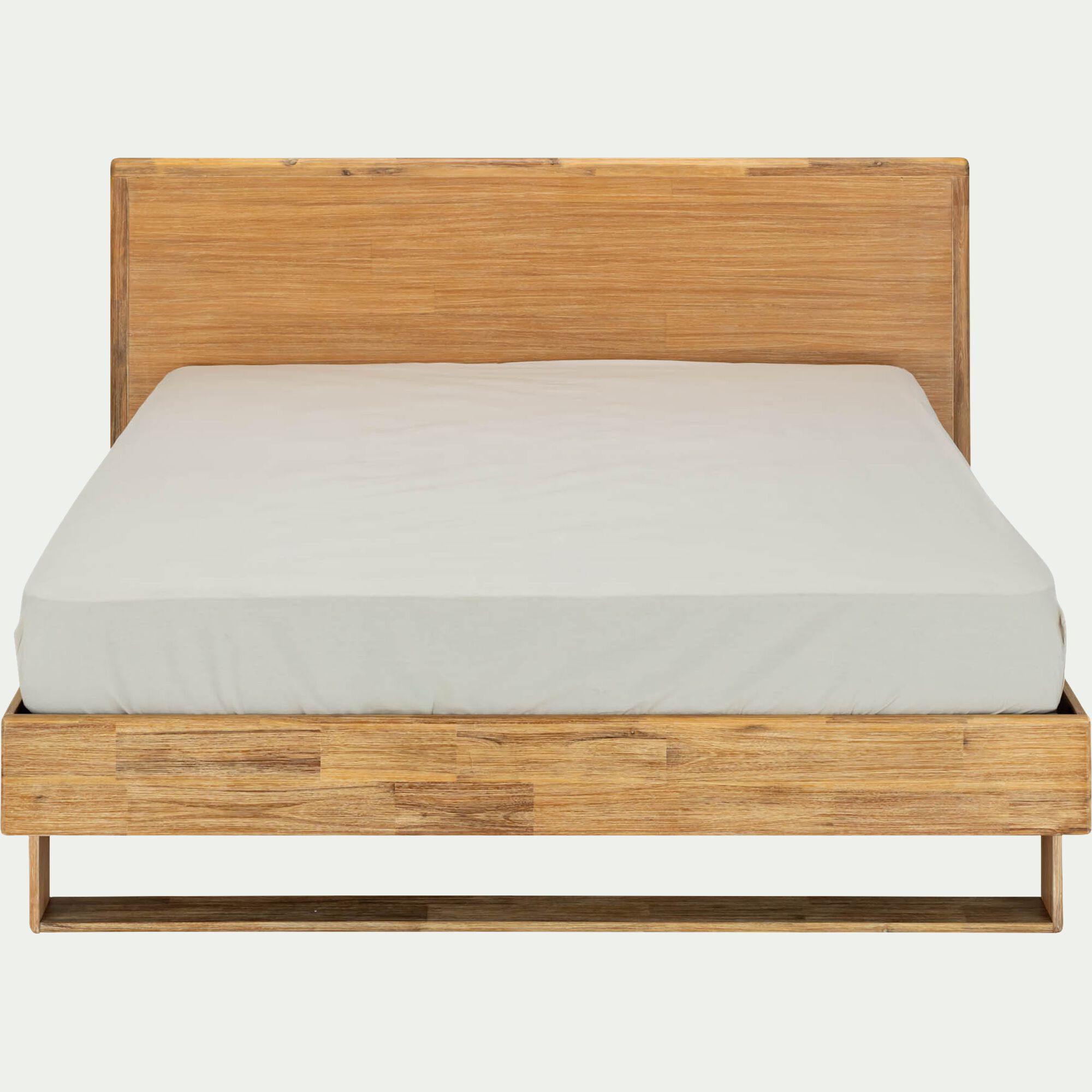 CORCOVADO - Lit 2 places avec tête de lit en bois d'acacia 160x200cm - bois clair