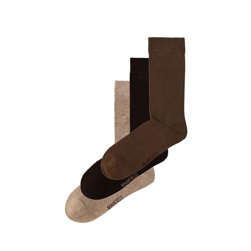 Manfield Bruine 3-pack sokken