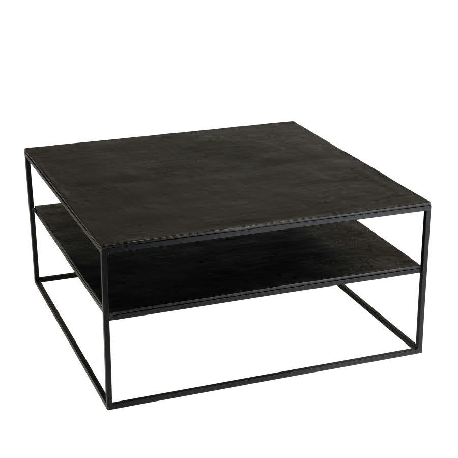 JONAS - Table basse L80 aluminium noir pieds métal