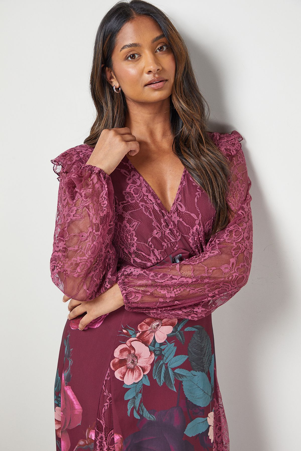 Oasis Lace Mix Midi Dress