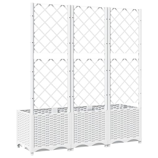 NNEVL Garden Planter with Trellis White 120x40x136 cm PP