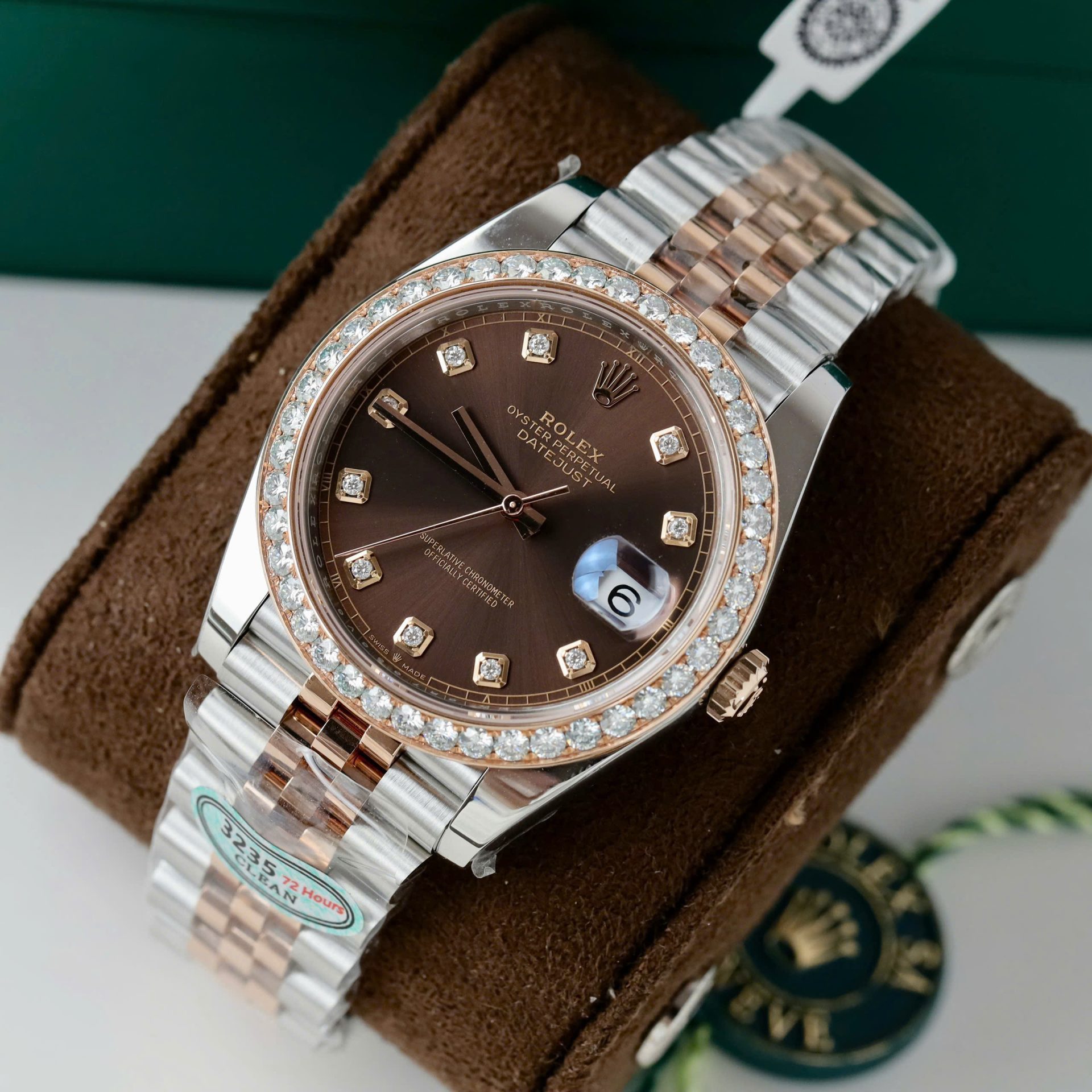 Rolex Datejust SS/RG Plated Chocolate Dial With Diamonds 41mm Jub Super Clone