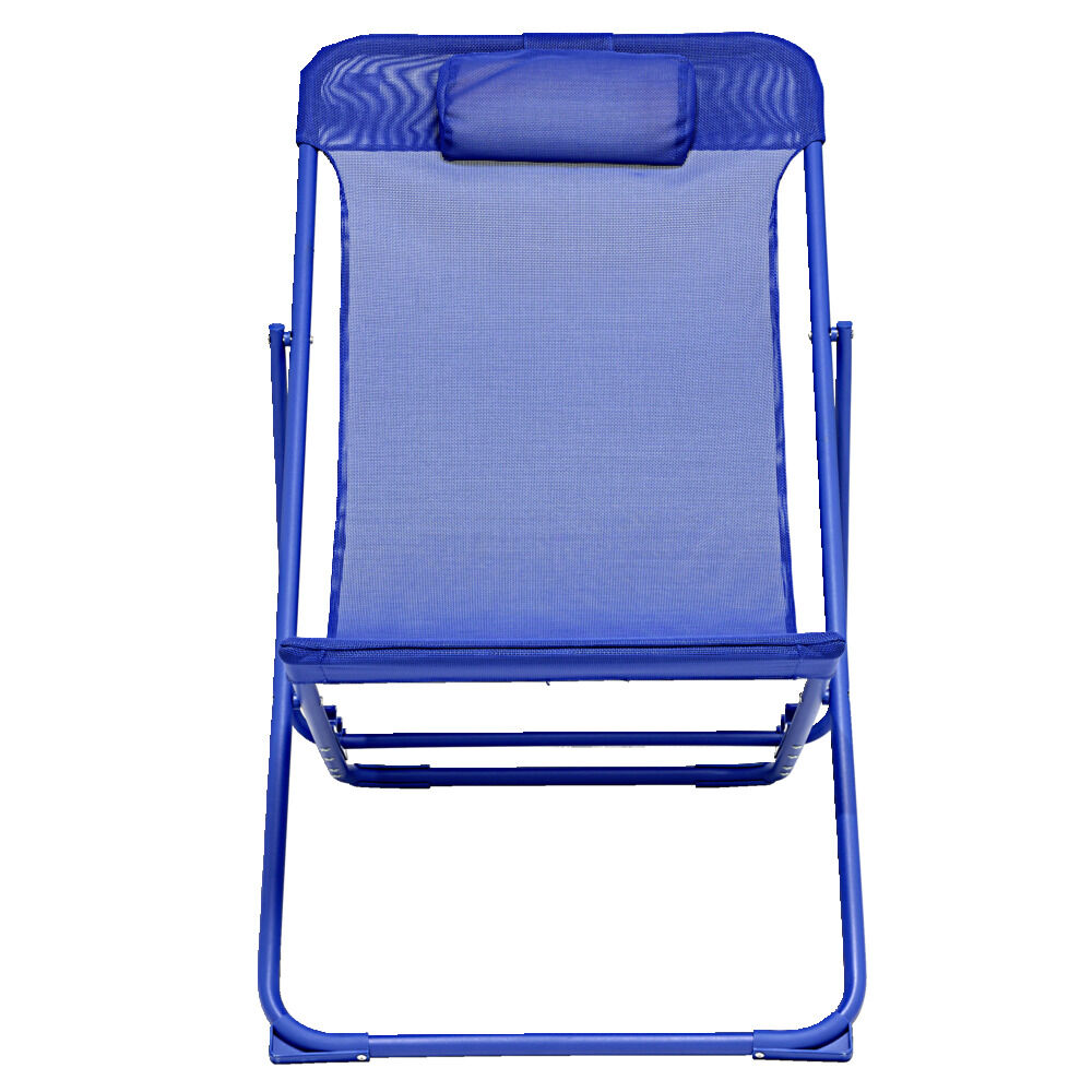 Chilienne pliante Garden acier et textilène bleu 82x56xH90cm