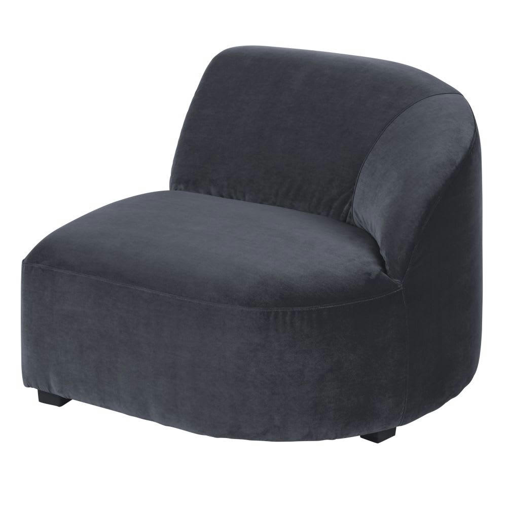 Virgile - Accoudoir droit pour canapé modulable en velours gris anthracite