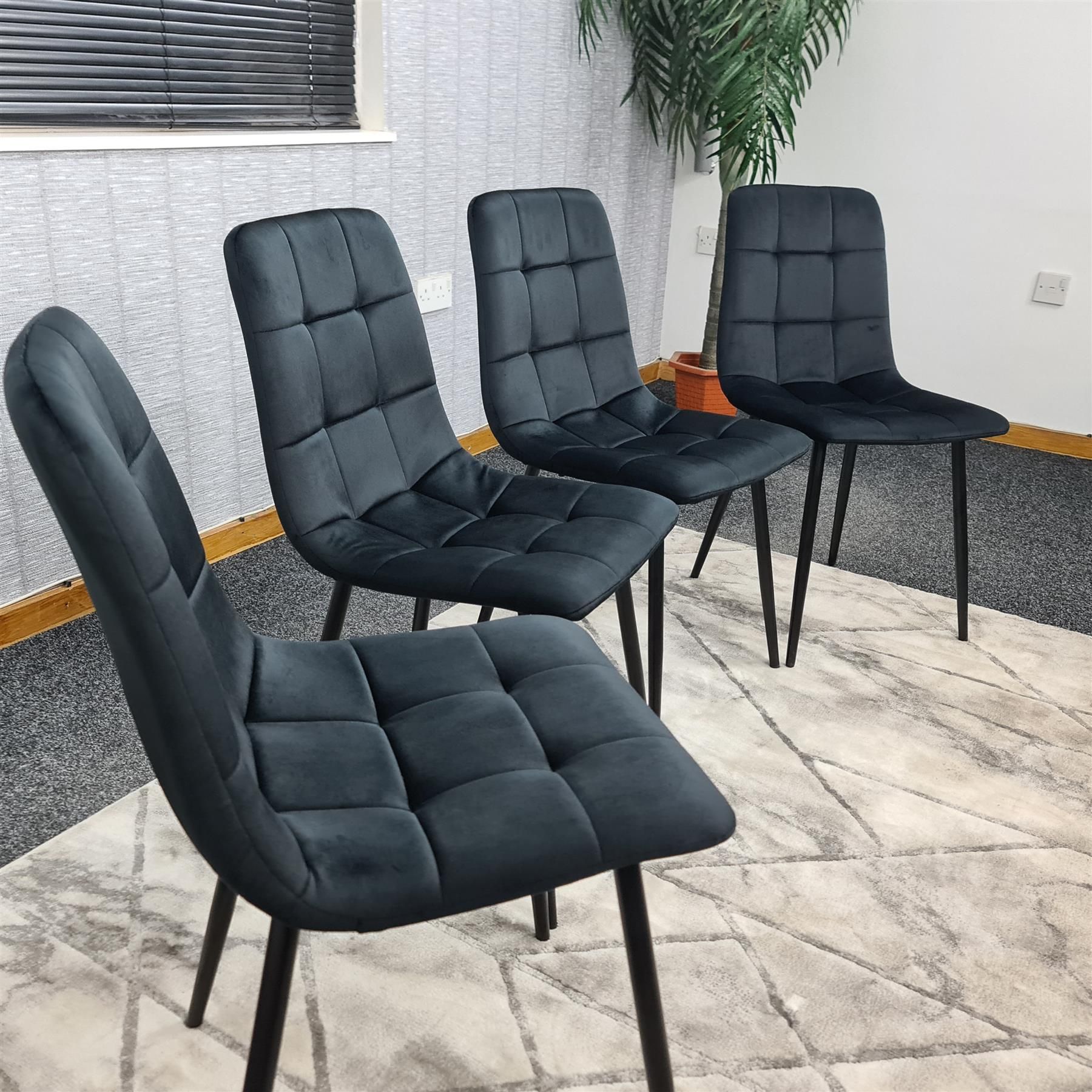 KOSY KOALA Dining Chairs Set of 4 Black Velvet Kitchen chairs