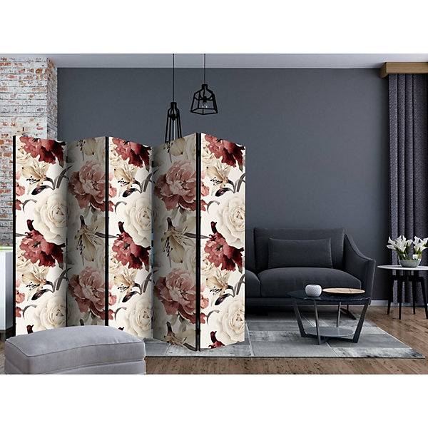 Paravent Design Floral Moderne 5 Panneaux pour Intérieur 225 x 172 cm Multicolore