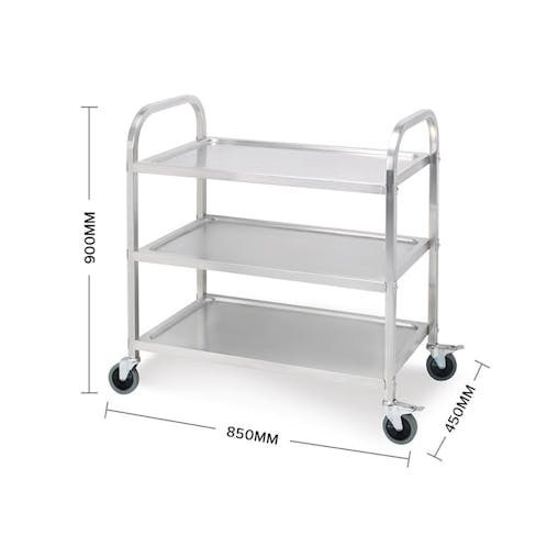 SOGA 2X 3 Tier Stainless Steel Kitchen Food Cart Trolley Utility Medium 85x45x90cm