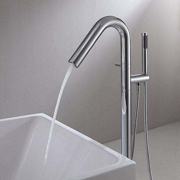 Mitigeur de baignoire sur pied moderne - Chromé