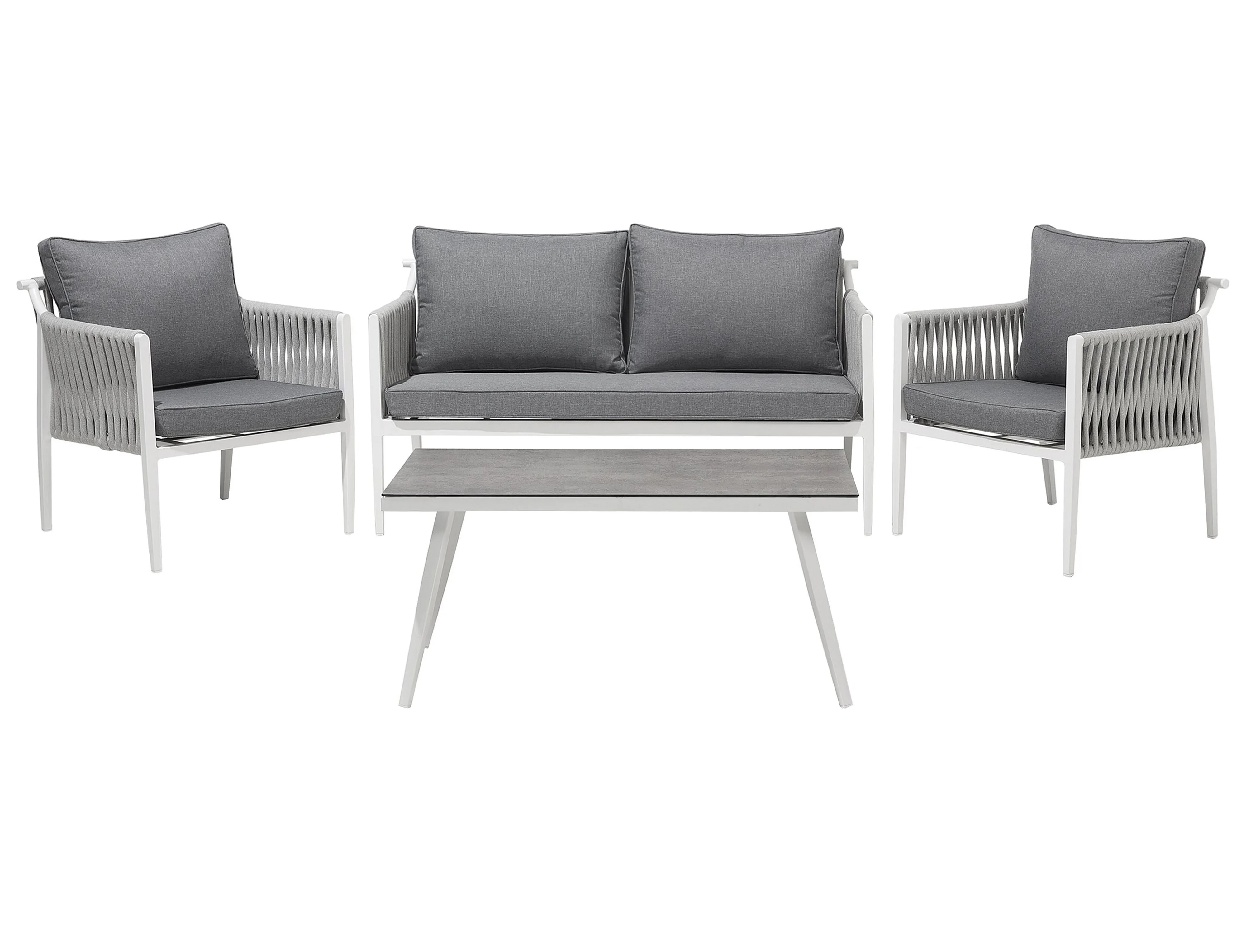Garden Lounge Set with Table 4 Seater LATINA Metal Grey