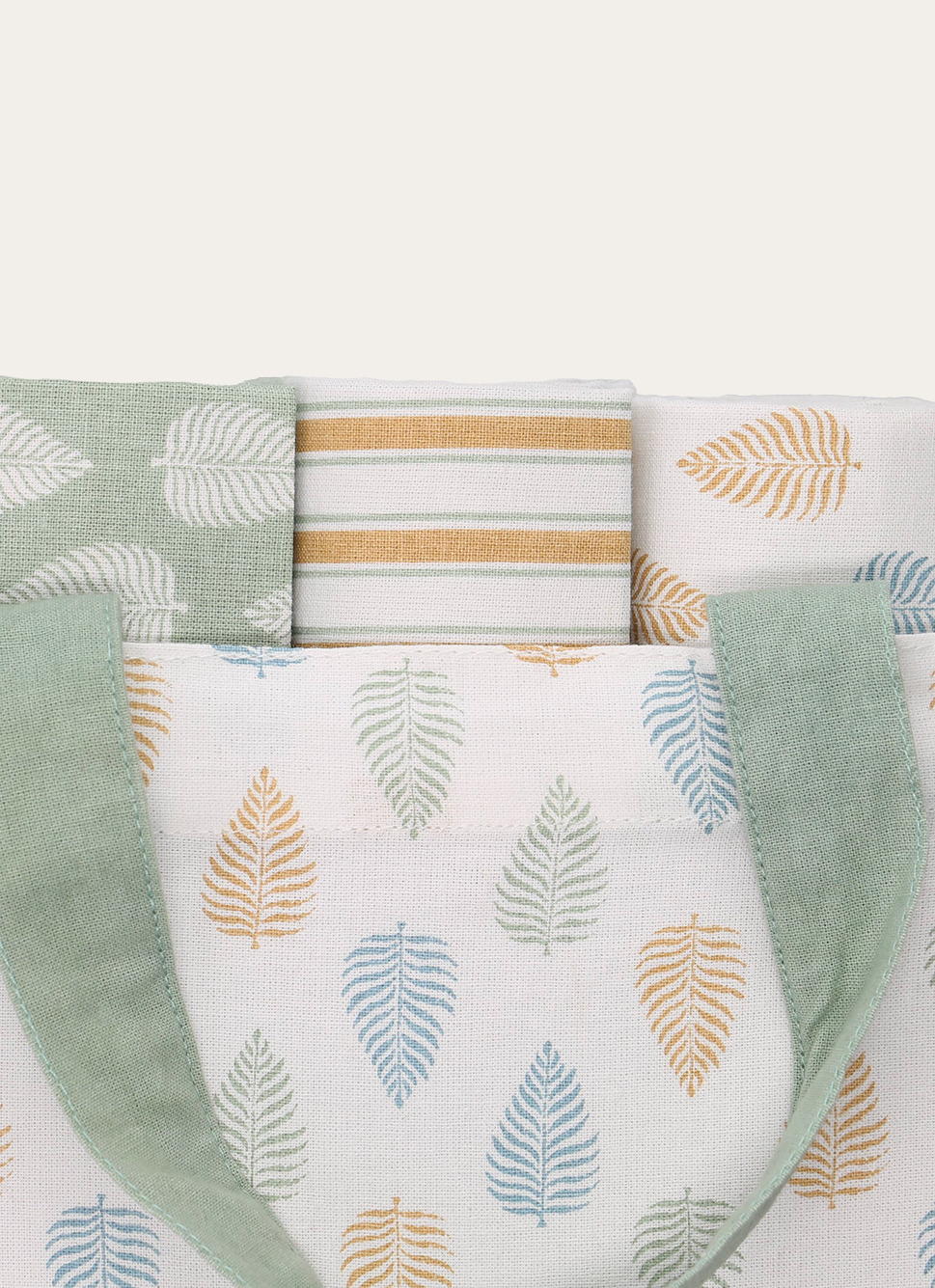 LOT DE 3 TORCHONS IMPRIMÉS MOTIF FEUILLES MULTICOLORE