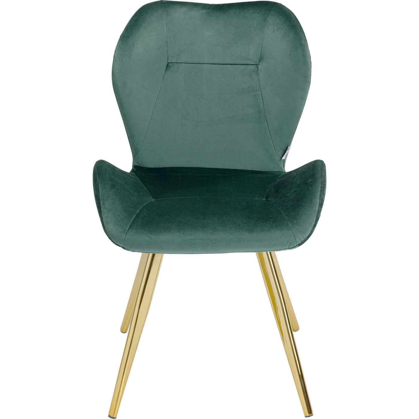 VIVA - Chaise rétro en velours vert et acier doré
