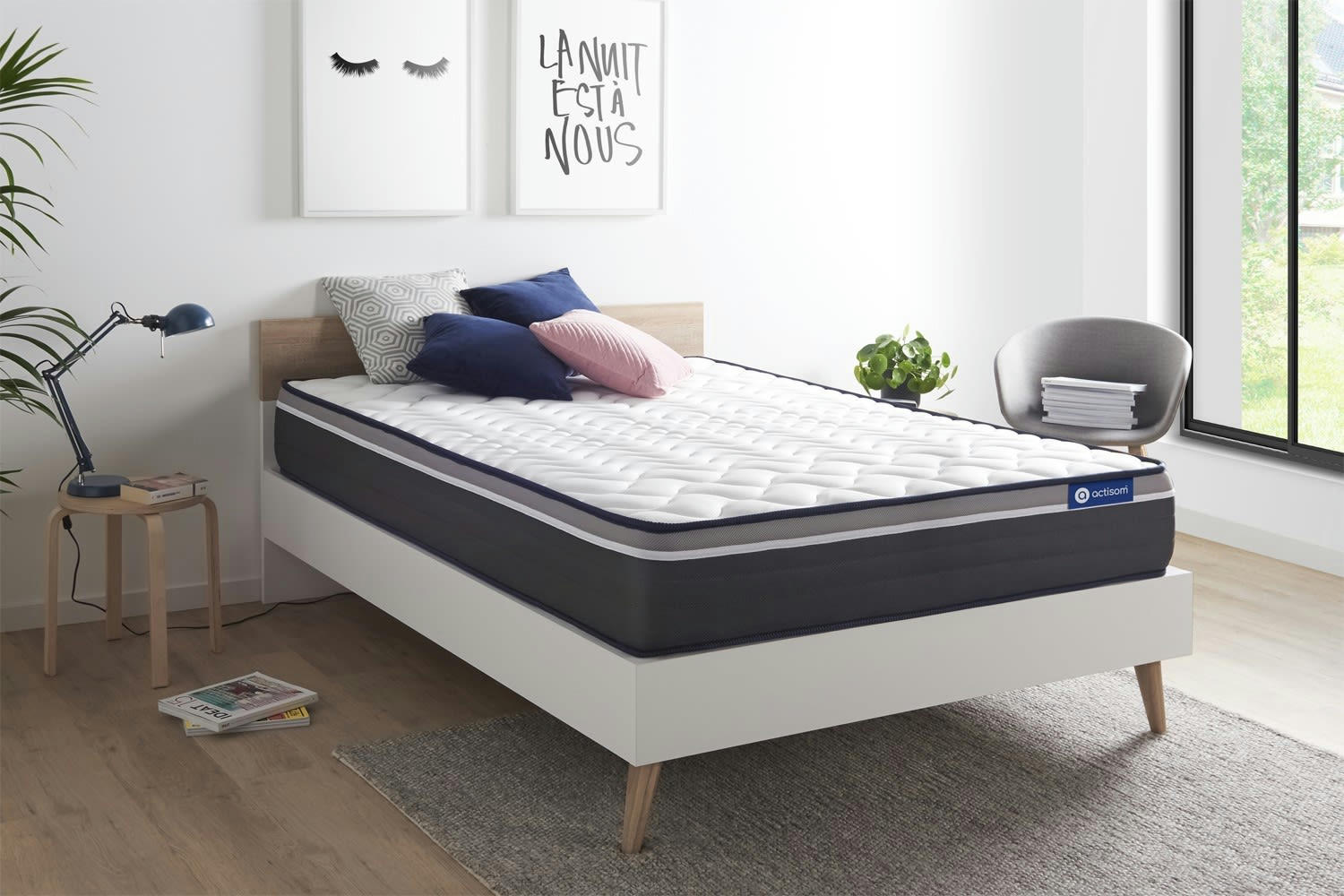 ACTILATEX PLUS - Matelas 200x200 cm Latex et mémoire de forme