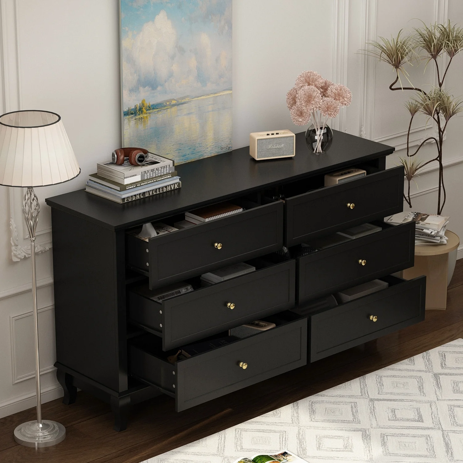 Drawer Lacquer Double Dresser Chest Organizer Bedroom Universal Design