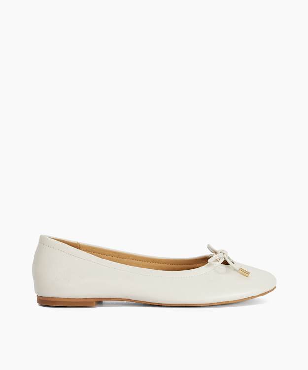 Hali Ecru - Leather Cut Out Ballet Flats