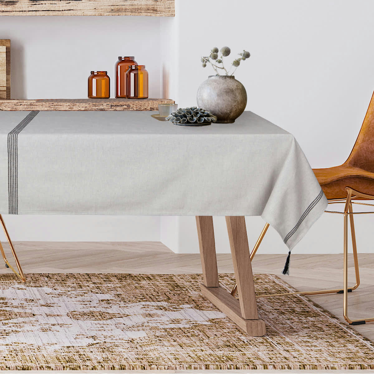 HANA - Nappe coton  160x250 gris clair