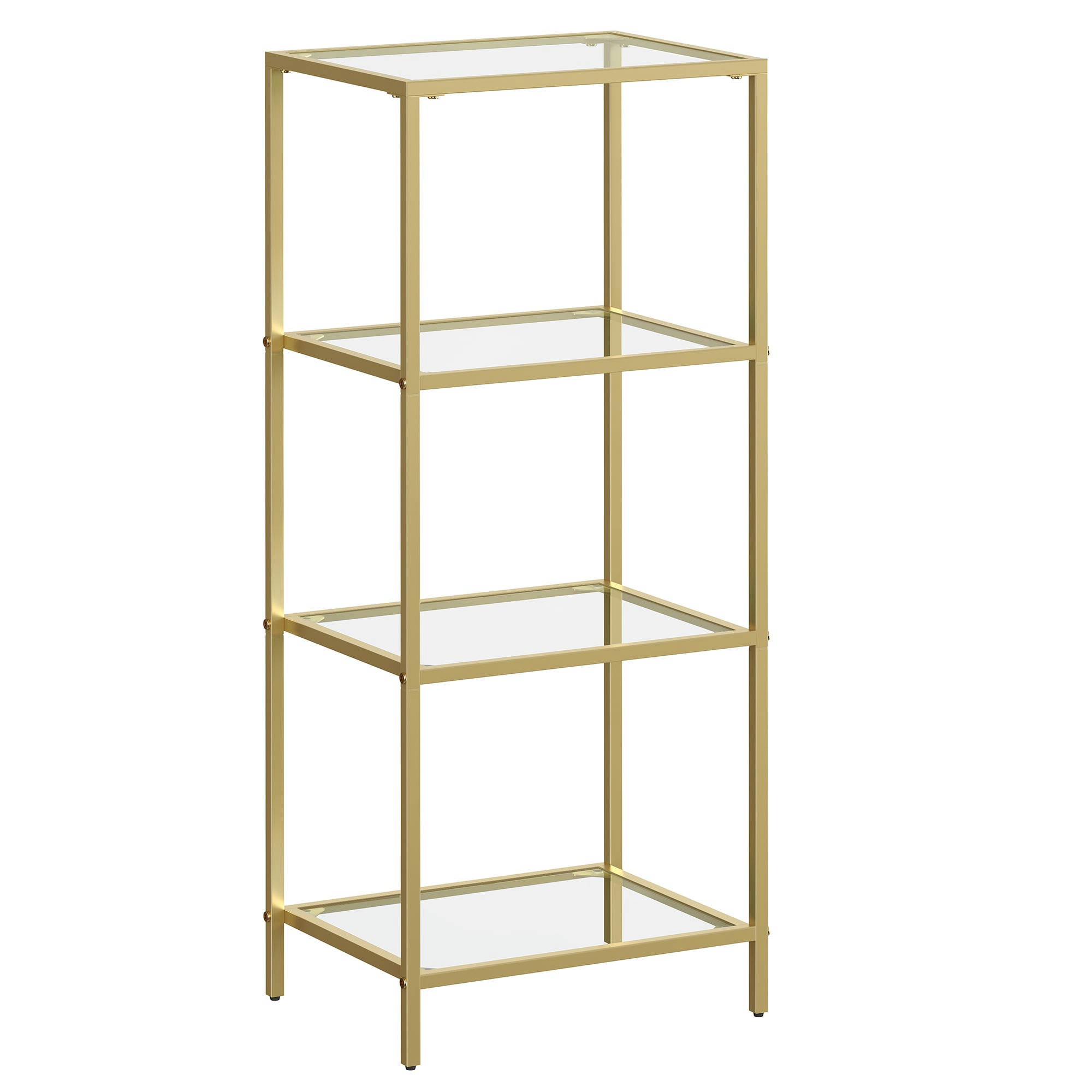 - Étagère 4 niveaux style moderne verre acier transparent doré