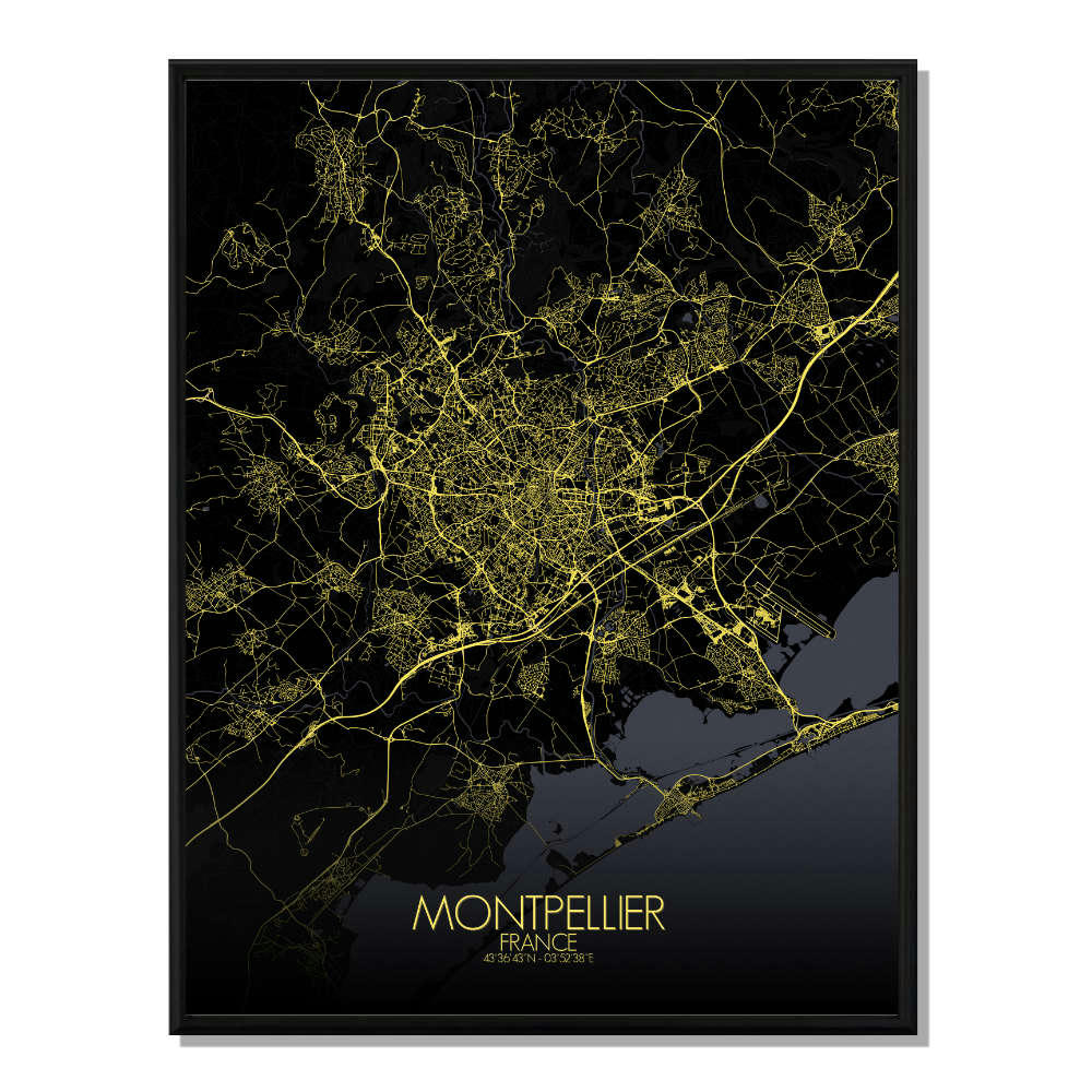 - Affiche Montpellier Carte Nuit 40x50