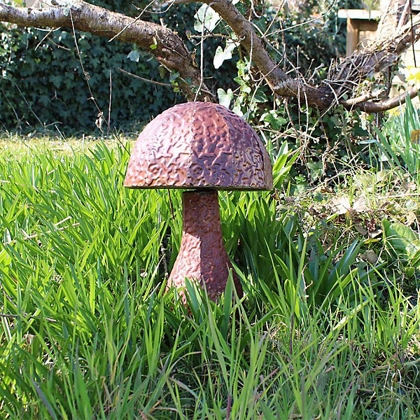 Champignon rond décoratif en acier rouillé 53x39 cm