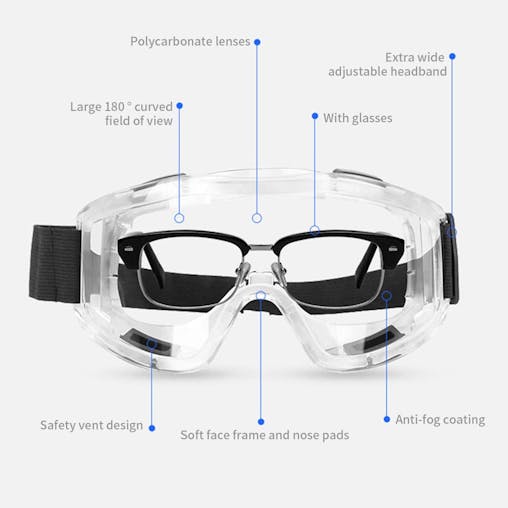 SOGA 2X Clear Protective Safety Glasses Windproof Lab Goggles Eyewear