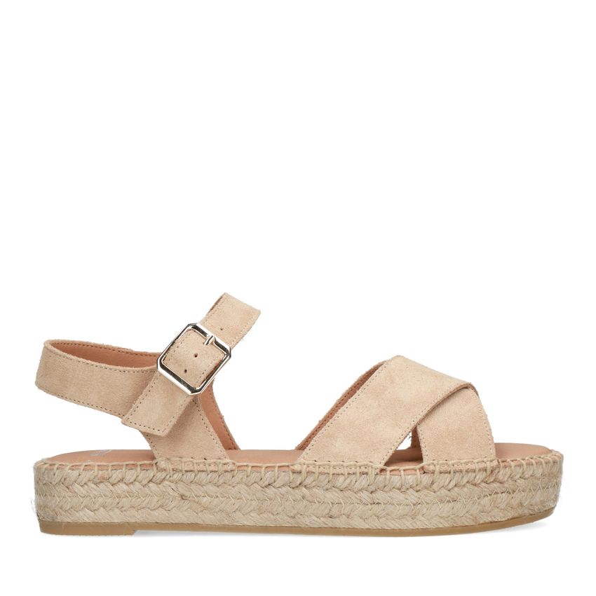 Manfield Beige sandalen met suède banden