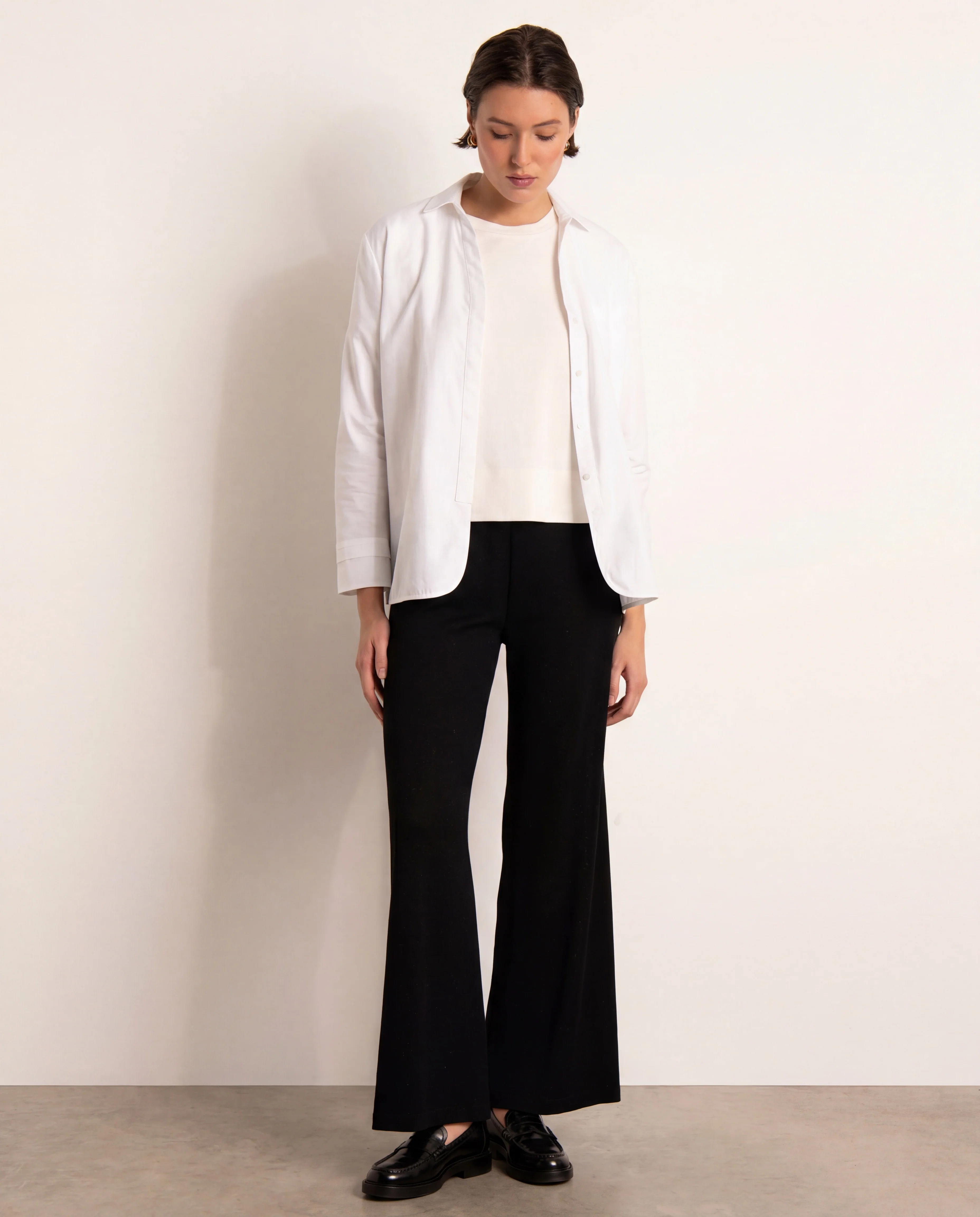 Pantalon large noir en maille jersey irisée YELLOW13/13157/921