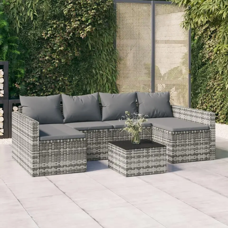 vidaXL - Loungeset - Grijs - Poly rattan - 2 stuks -Met kussens