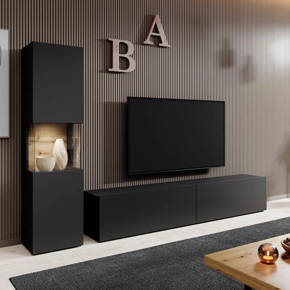 Meubella - Wandmeubel Asilento 1 - Mat zwart