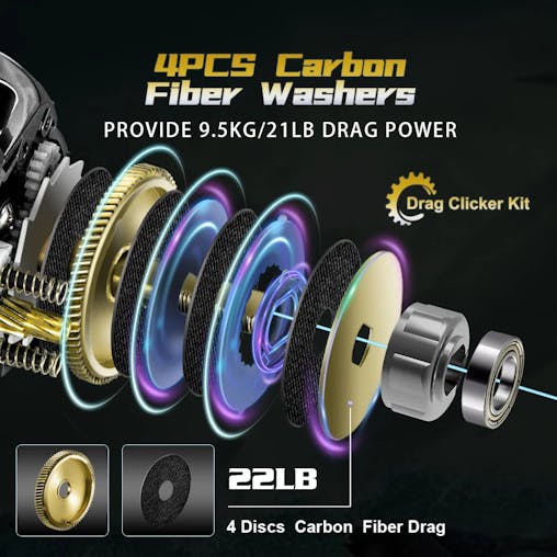 NNEOBA Right-Handed Fishing Reel 10BB Power Handle Deep Spool Black