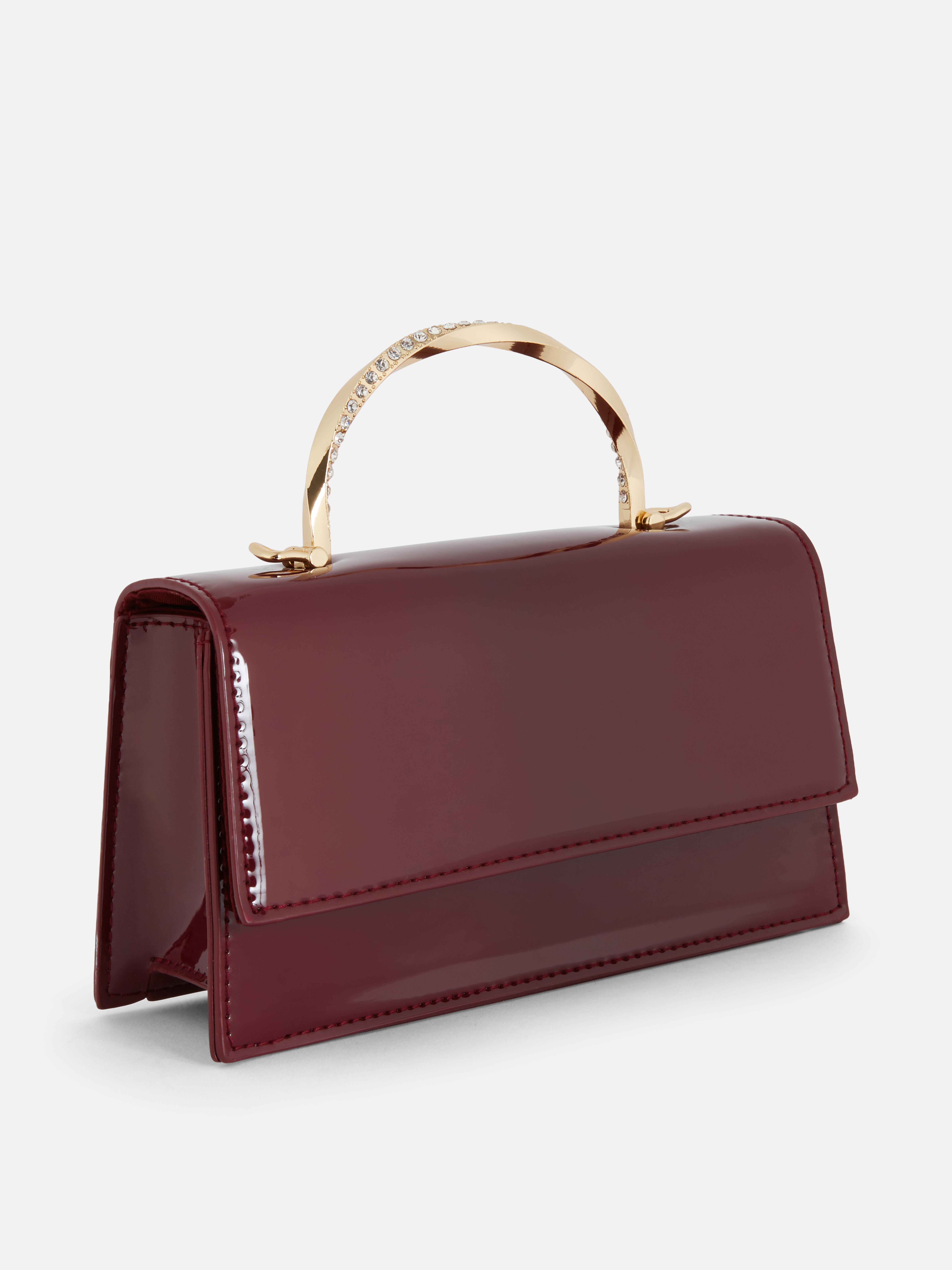 Encrusted Top Handle Patent Bag