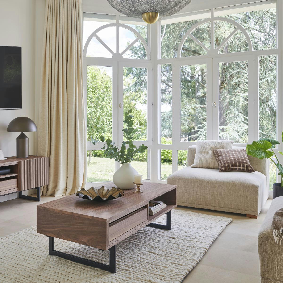 CANNES - Table basse en noyer 1 tiroir