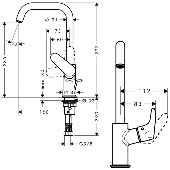 Waschtischarmatur, Messing
