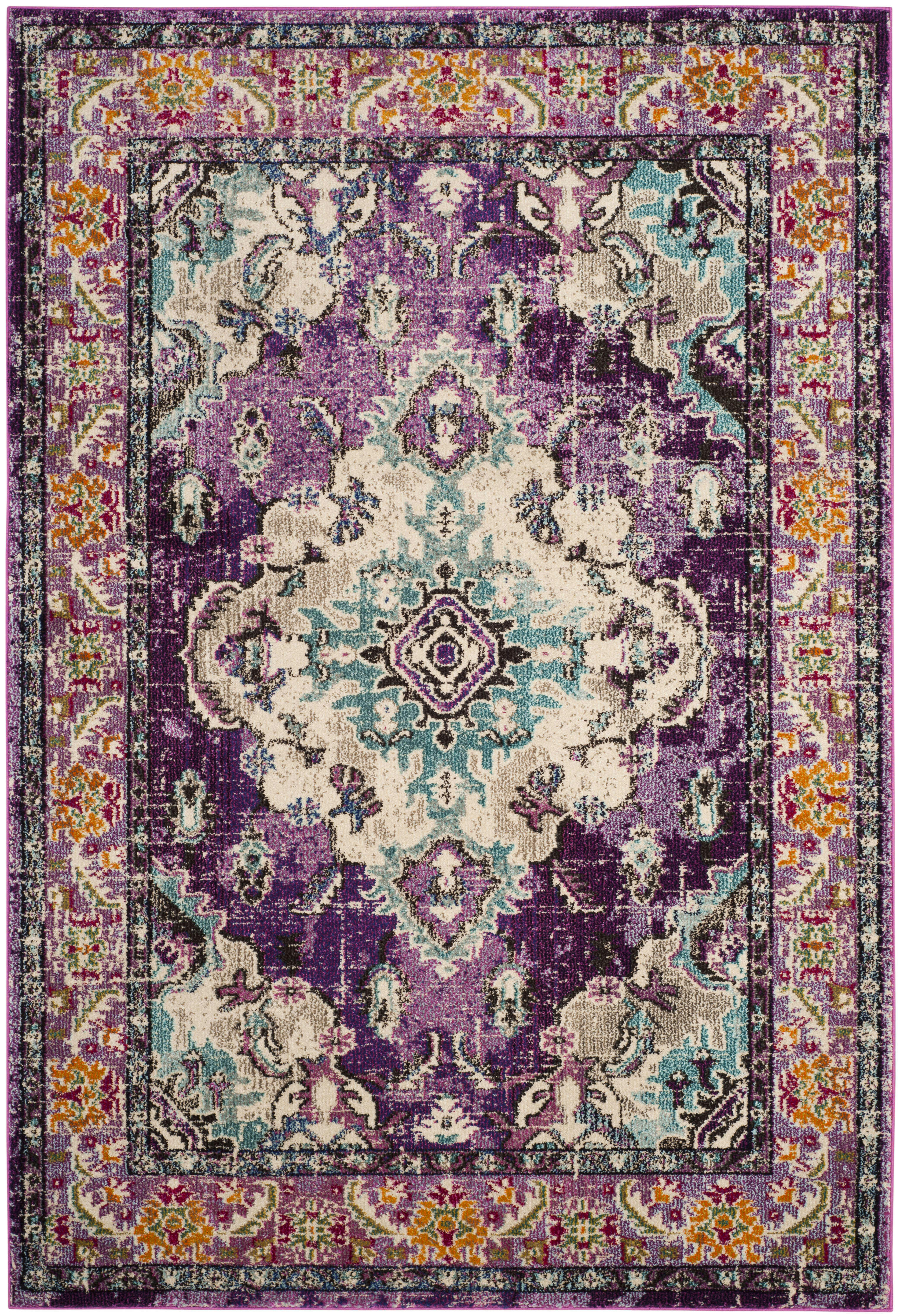 MONACO - Tapis de salon interieur en violet & bleu clair, 201 x 279 cm