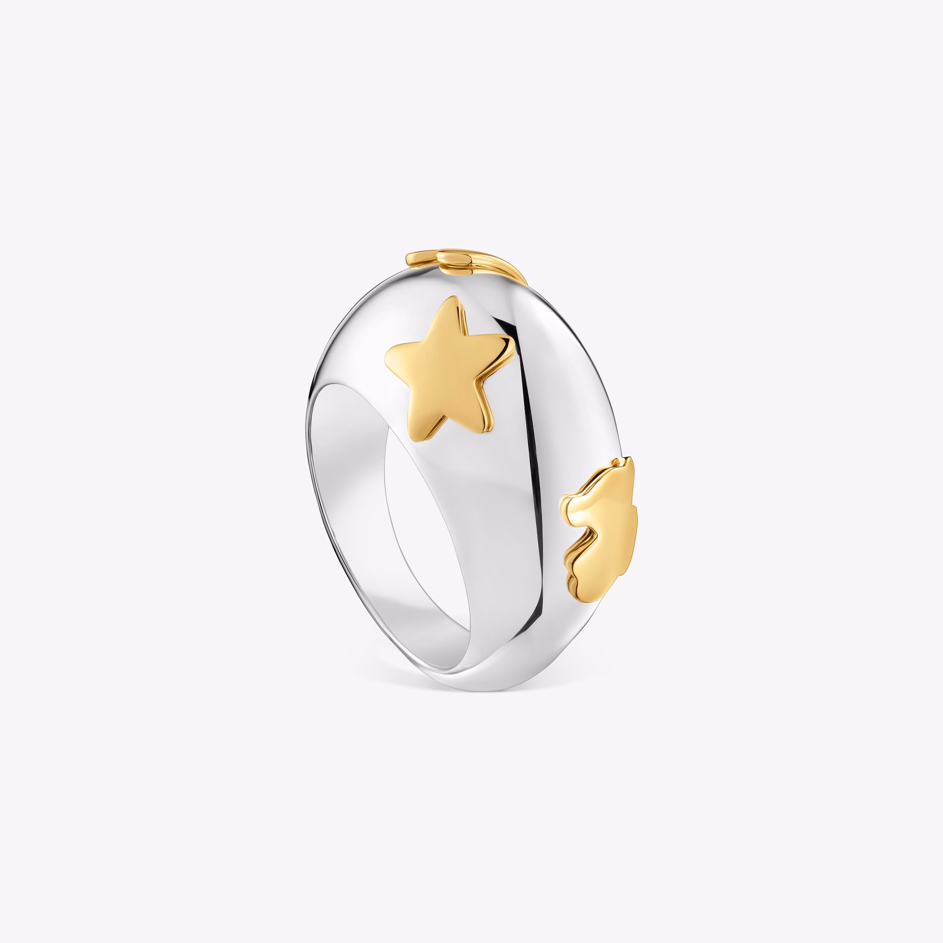 Anillo bicolor abombado con motivos Warm