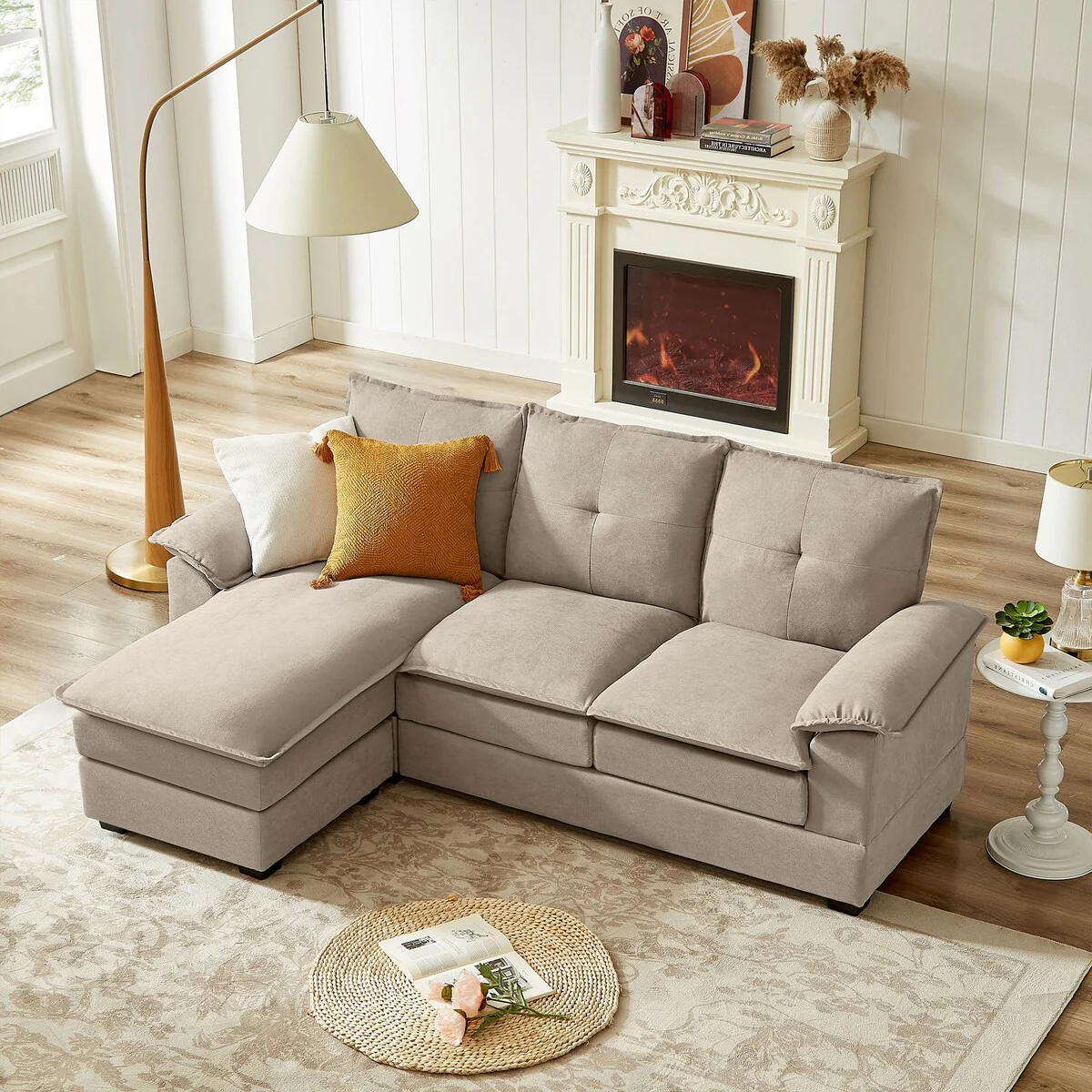 L-Shaped Sectional Sofa with Cloud-Like Seats - 82.28 Inches - Perfect for Living Room