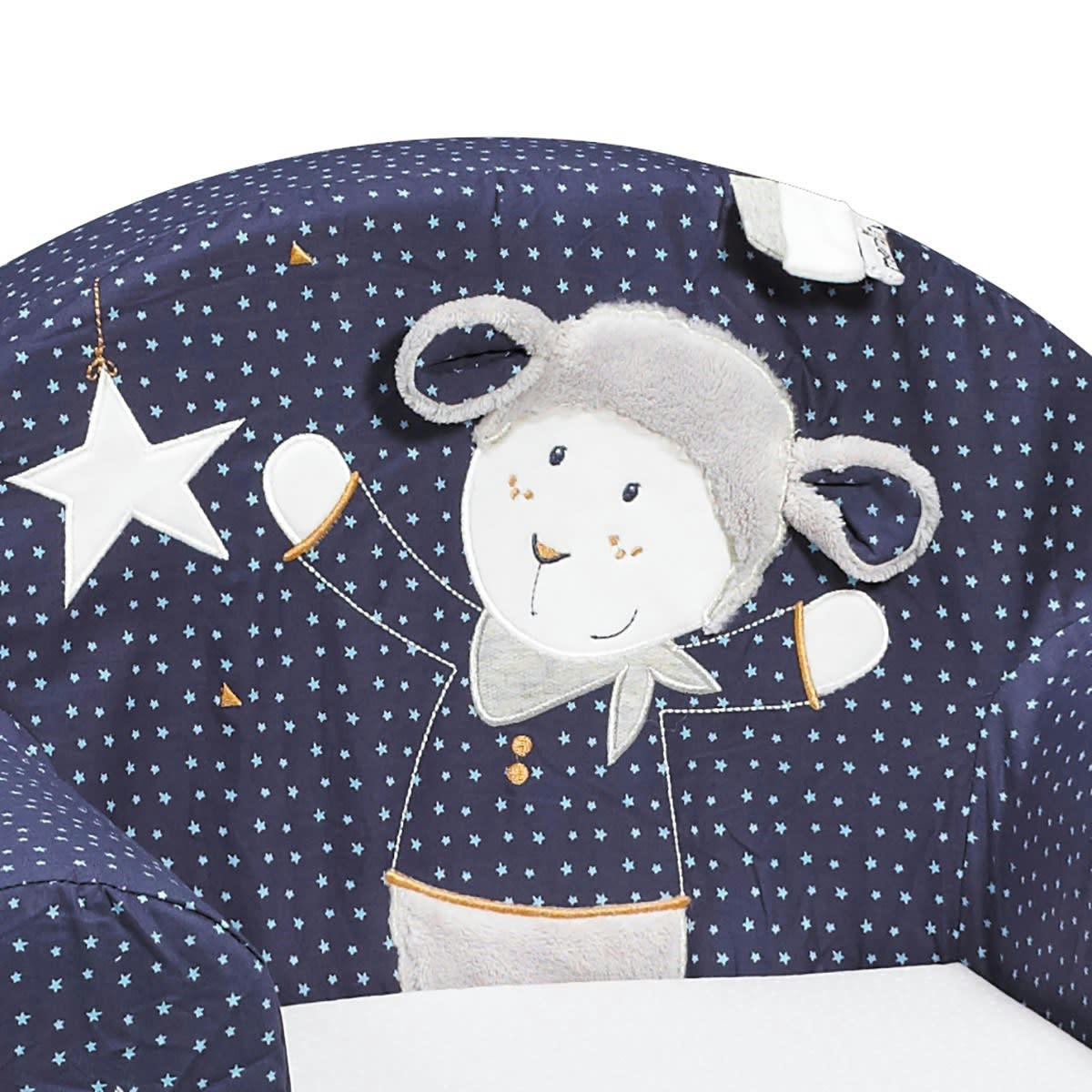 MERLIN - Fauteuil club pour enfant 48x40cm en coton Bleu