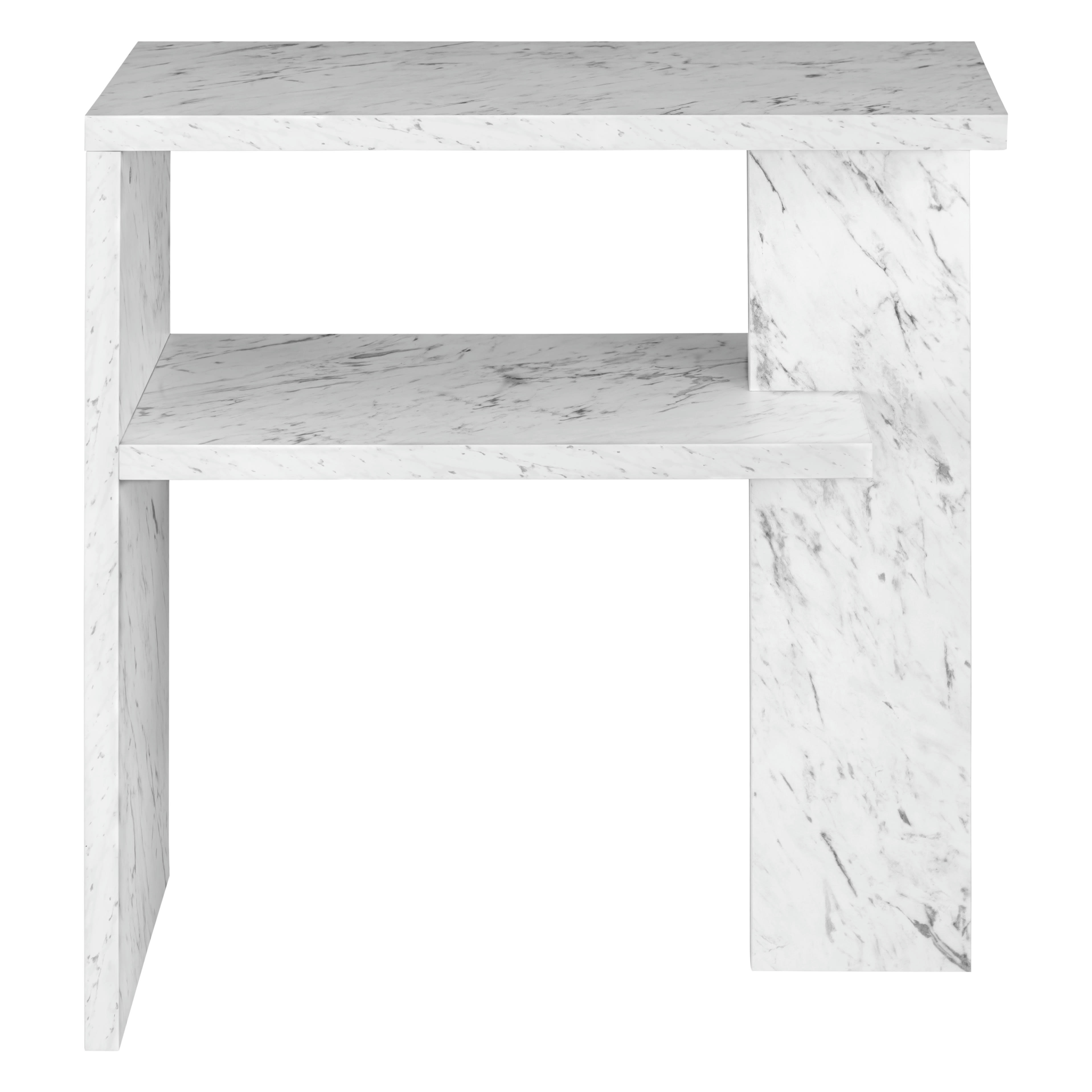 DANTE - Console étagère effet marbre blanc 80cm