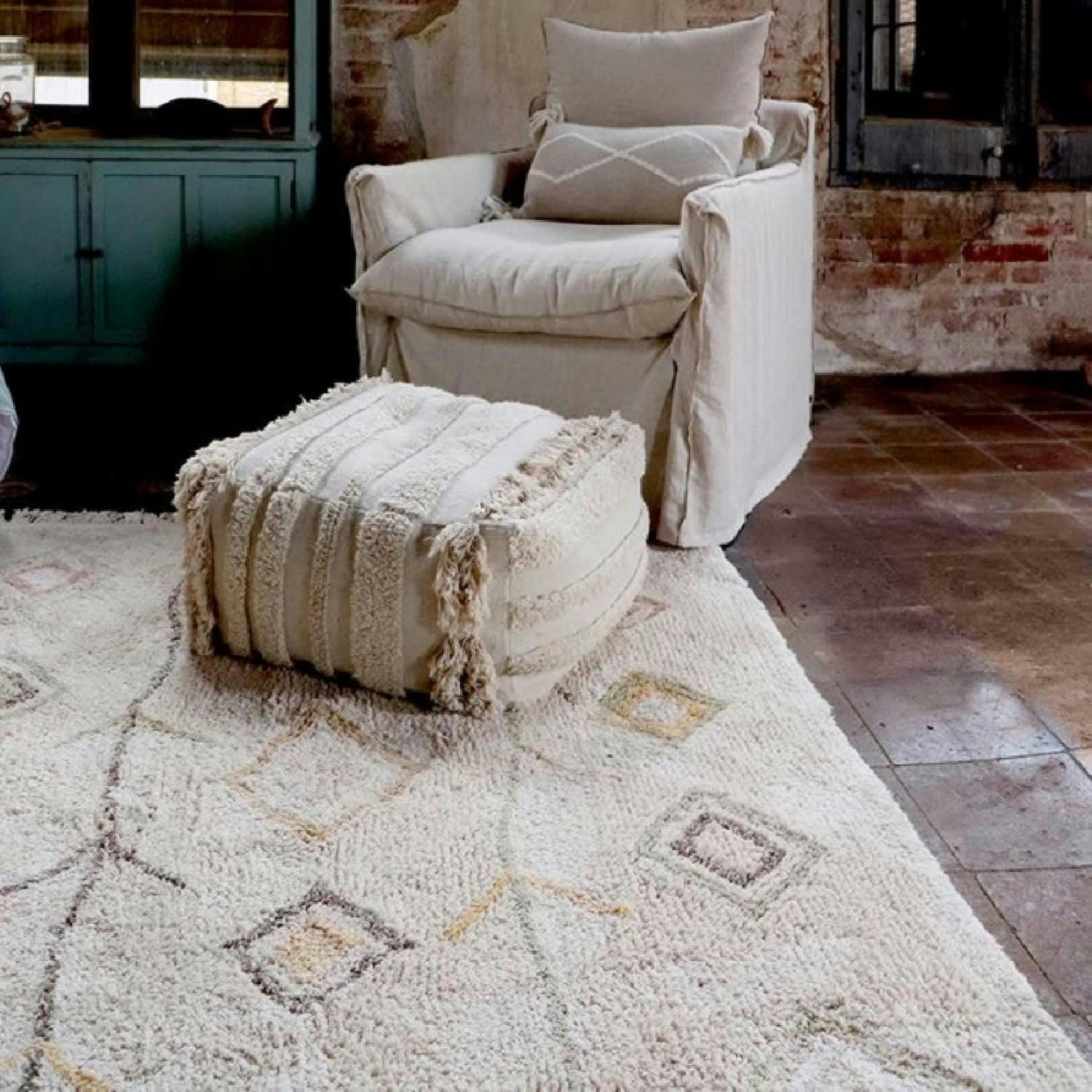 KAAROL - Tapis coton lavable terre 140x200cm