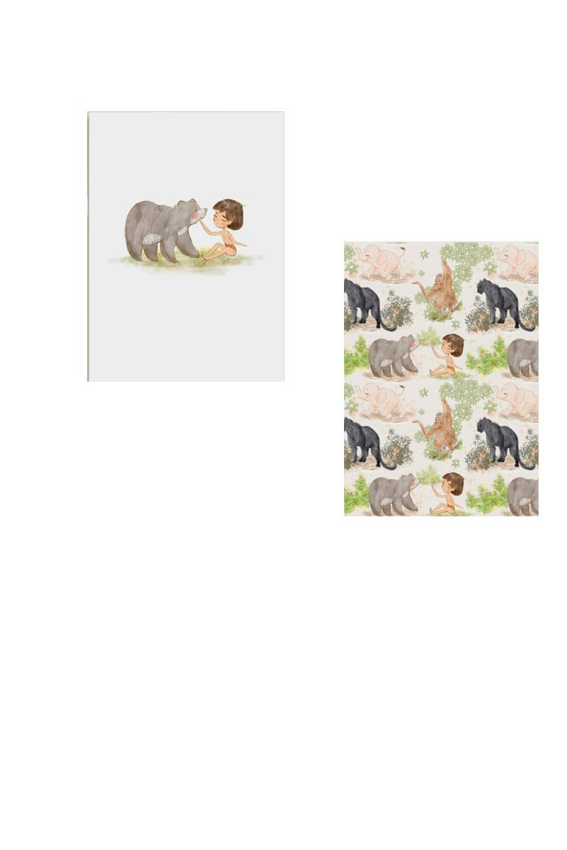 DECOWALL - Pack encadré bois blanc impression jungle 43X33 cm