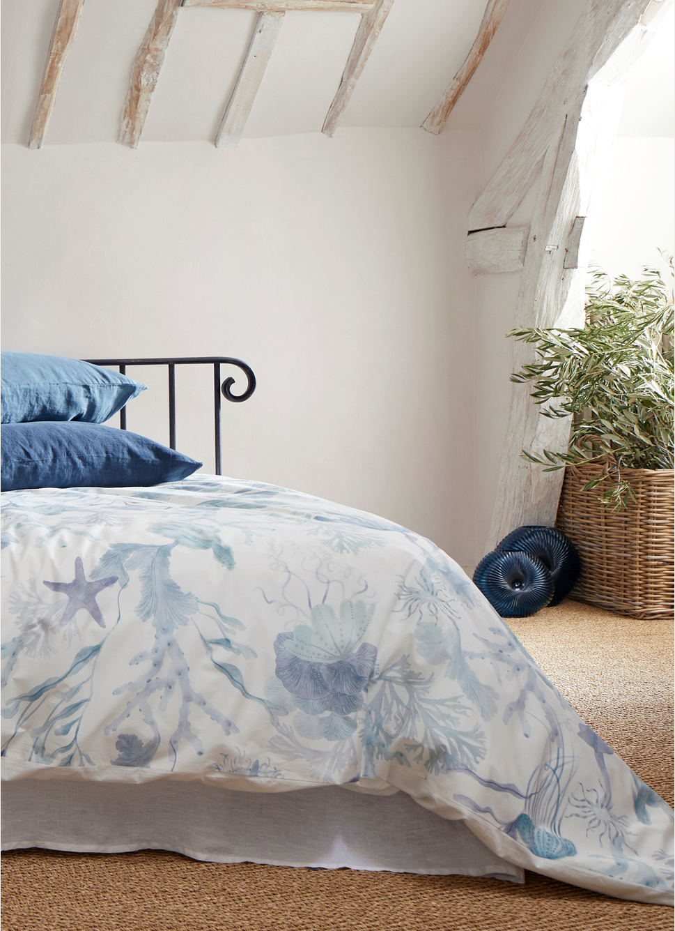 TAIE D'OREILLER UNIE EN LIN LAVÉ 165GR BLEU ZINC