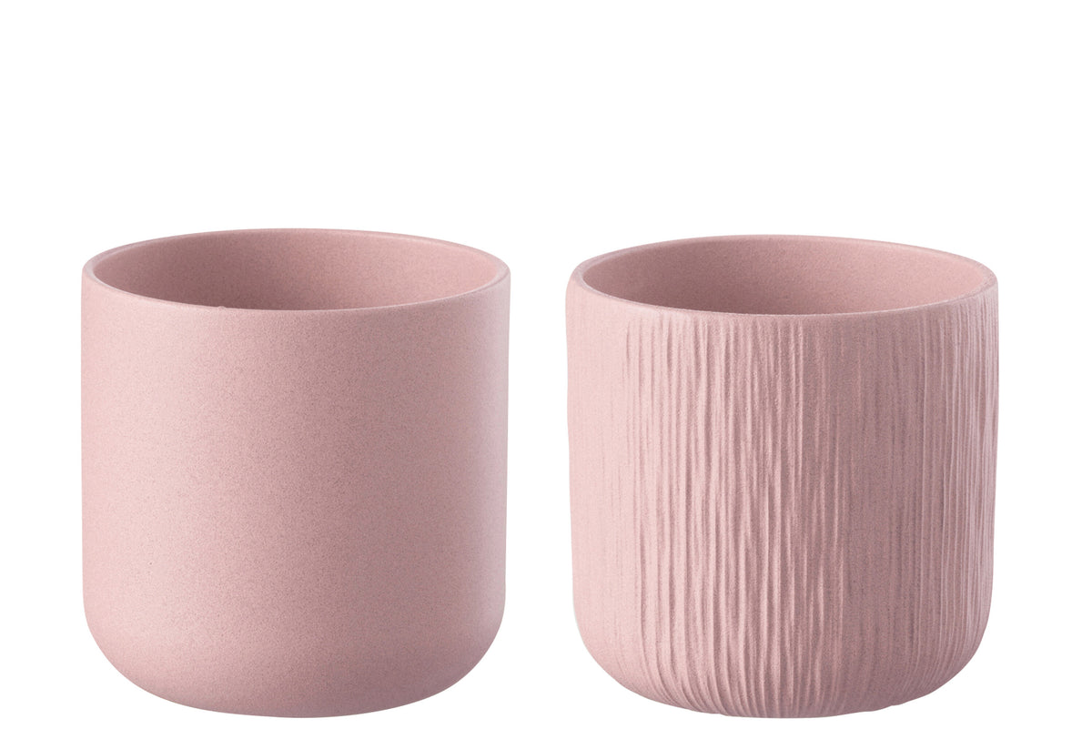 J-Line bloempot Gen - keramiek - roze - XL - 2 stuks - Ø 20.5 cm