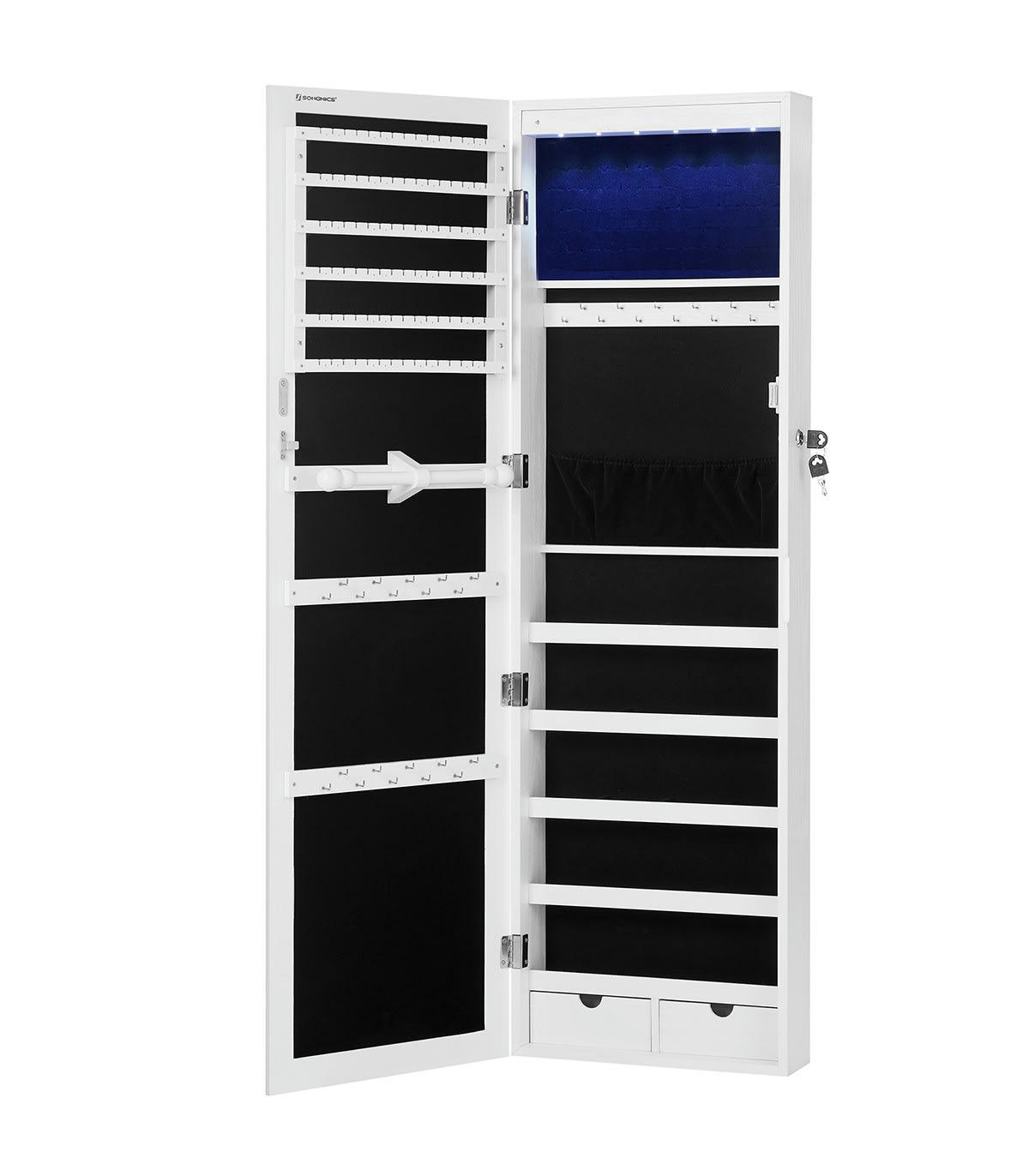 - Armoire à bijoux pour portes à suspendre avec miroir - H120 cm