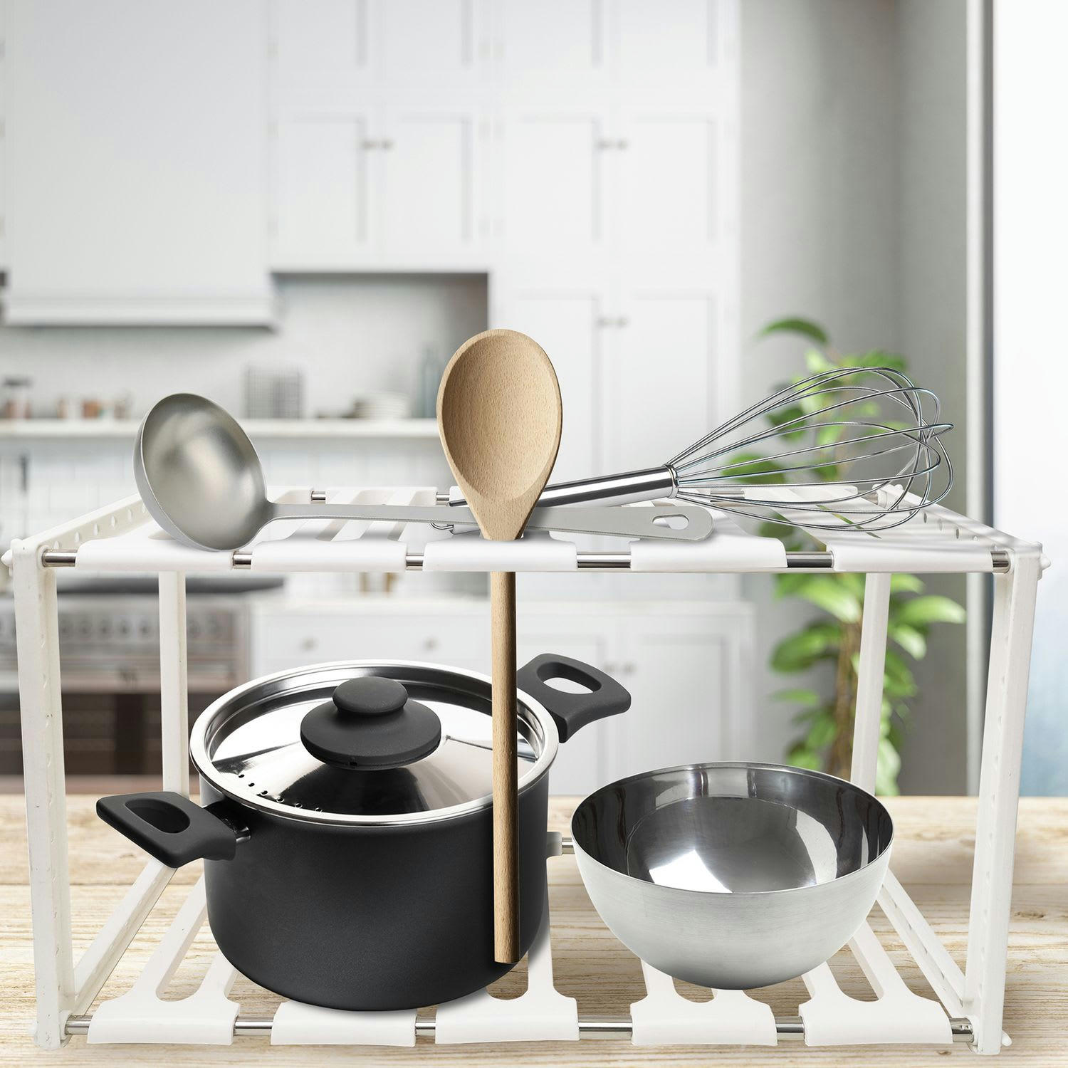 - Etagère modulable sous évier blanc et gris blanc