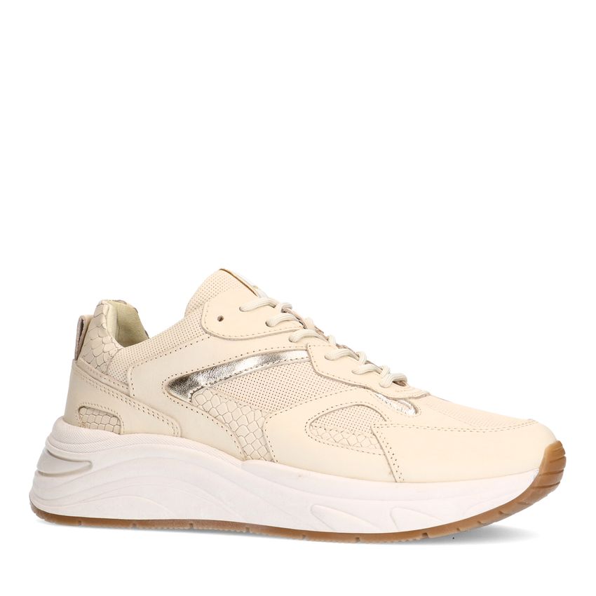 Manfield Beige leren sneakers